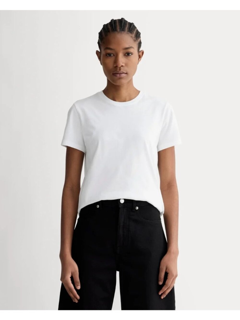 Everlane The Slim Crew in Essential Cotton White Small New Womens Top Tshirt